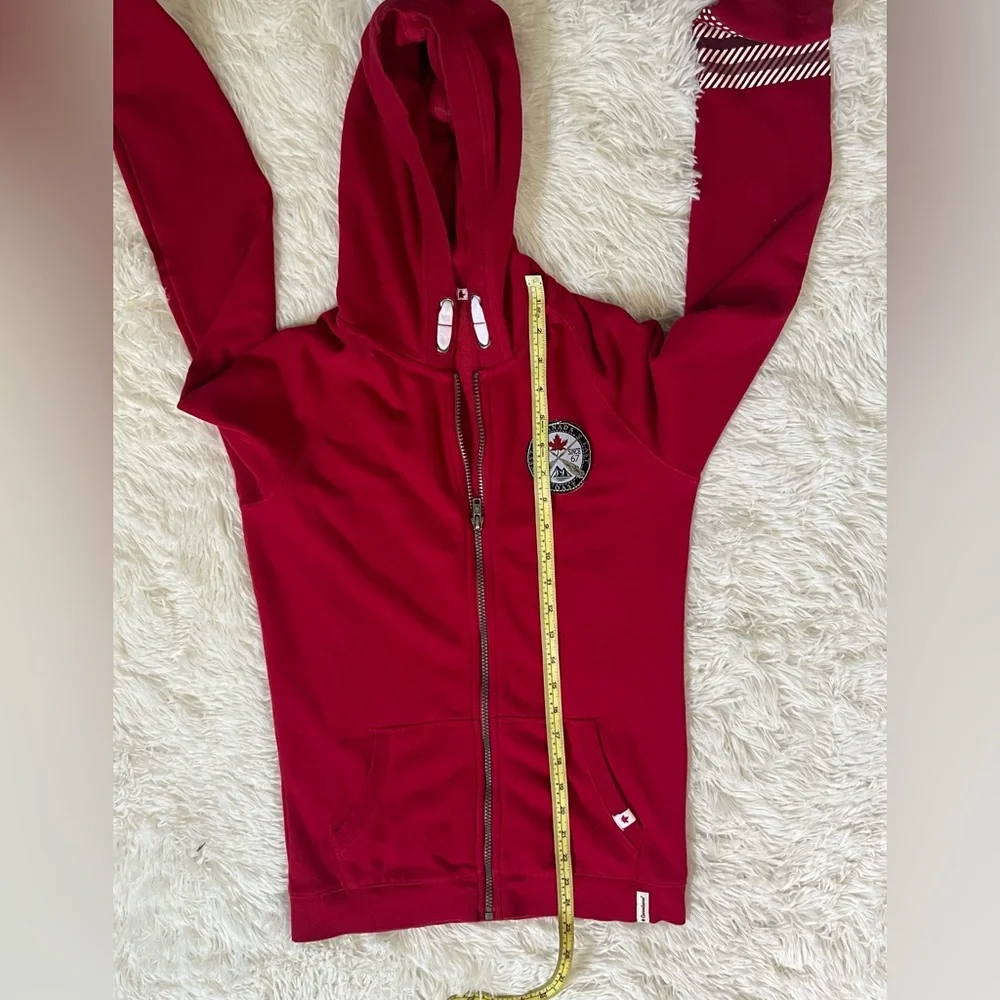 Canadiana Red Full Zip Hoodie Sweatshirt Youth XL (14–16) Canada Patch